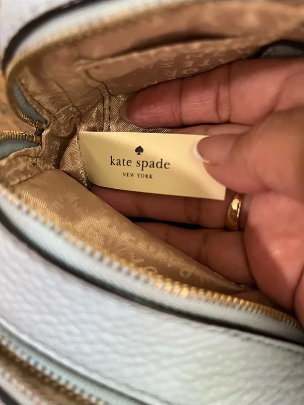 Kate Spade New York Light Blue Pebbled Leather Camera Crossbody Bag